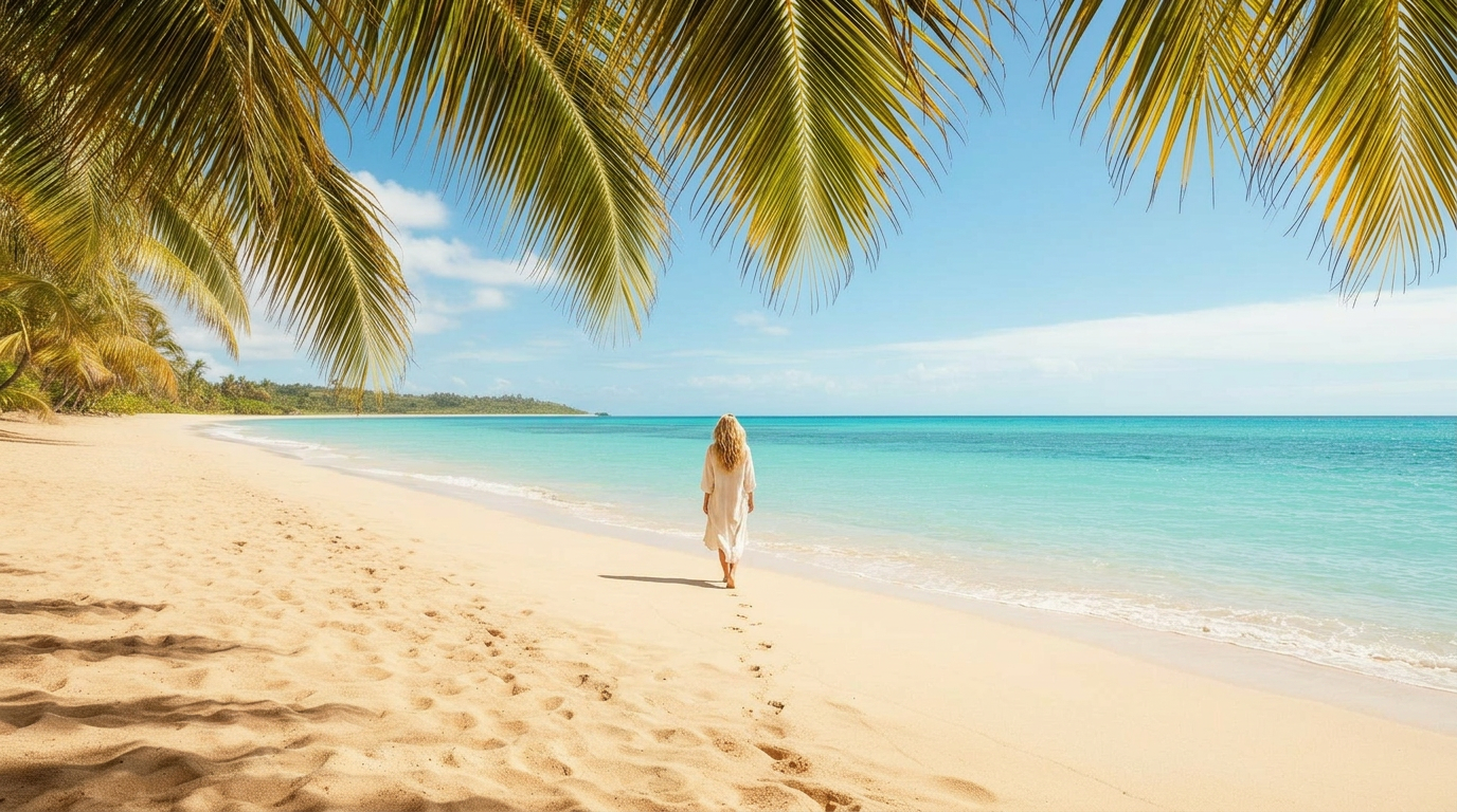 Woman walking along a Hawaiian beach at sunset — Salty Luxe Travel luxury travel planning
